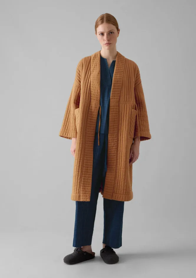 Gowns|Nightwear-TOAST Quilted Cotton Long Gown SoftCaramel