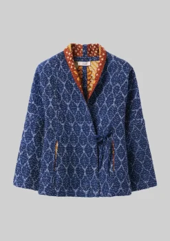 Gowns|Nightwear-TOAST Repurposed Ikat Kantha Jacket Blues
