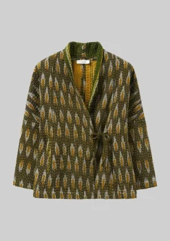 Gowns|Nightwear-TOAST Repurposed Ikat Kantha Jacket Greens