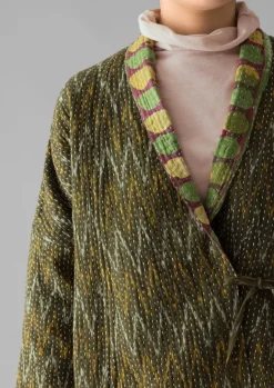 Gowns|Nightwear-TOAST Repurposed Ikat Kantha Jacket Greens