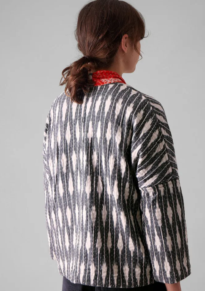 Gowns|Nightwear-TOAST Repurposed Ikat Kantha Jacket Greys/Blacks