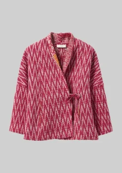 Gowns|Nightwear-TOAST Repurposed Ikat Kantha Jacket Reds
