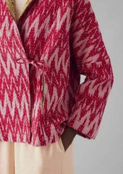 Gowns|Nightwear-TOAST Repurposed Ikat Kantha Jacket Reds