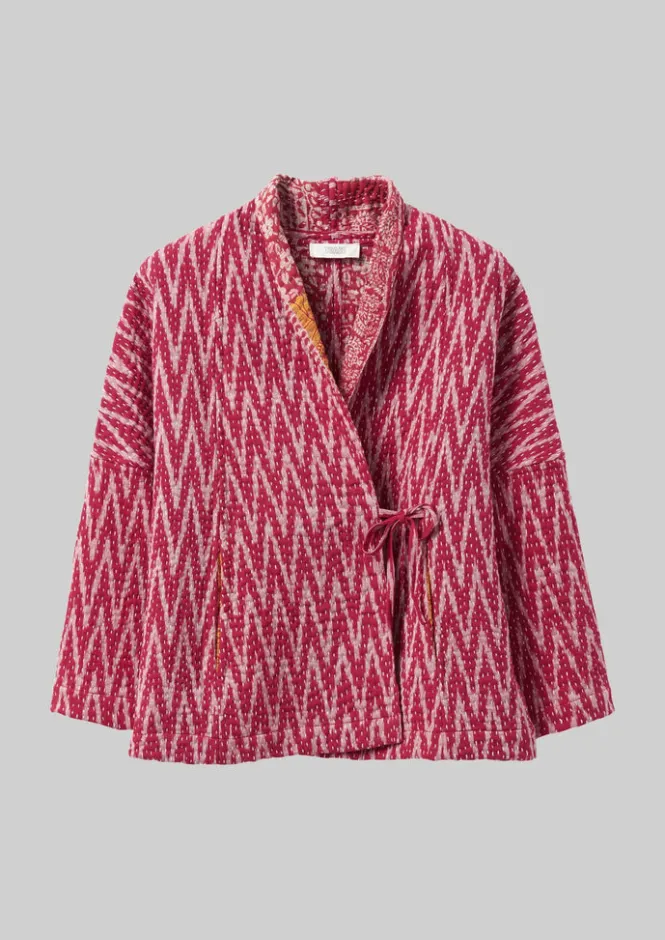 Gowns|Nightwear-TOAST Repurposed Ikat Kantha Jacket Reds