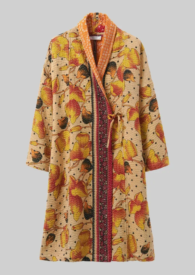 Gowns|Nightwear-TOAST Repurposed Kantha Coat Yellows