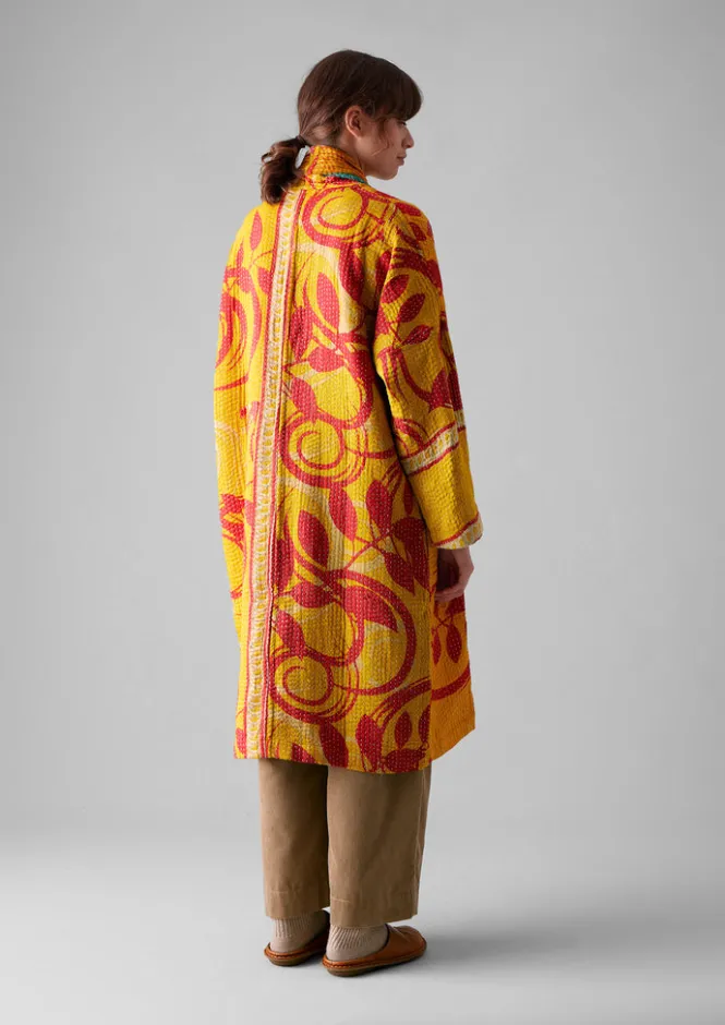 Gowns|Nightwear-TOAST Repurposed Kantha Coat Yellows