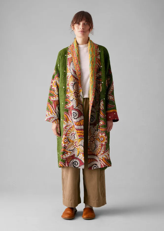 Gowns|Nightwear-TOAST Repurposed Kantha Coat Greens