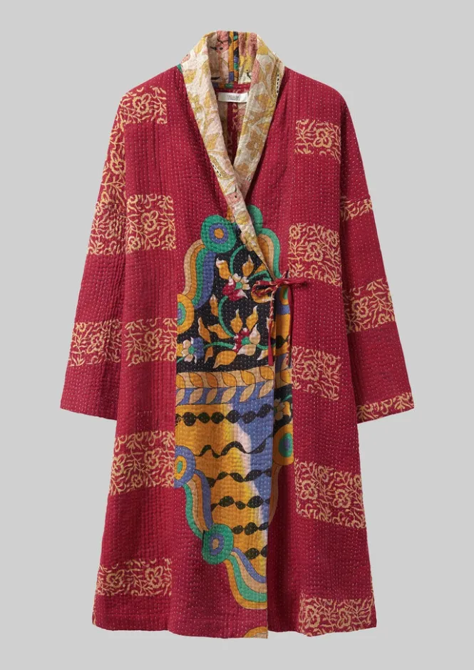 Gowns|Nightwear-TOAST Repurposed Kantha Coat Reds