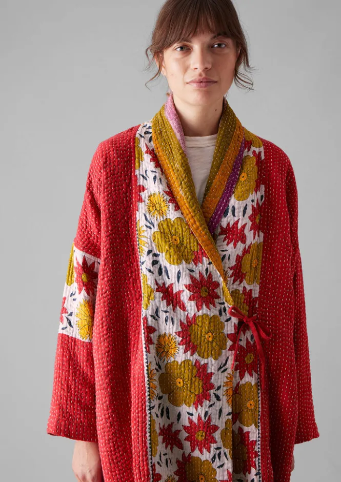 Gowns|Nightwear-TOAST Repurposed Kantha Coat Reds