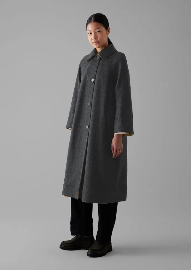 Coats & Jackets-TOAST Reversible Cotton Wool Coat GoldenSand