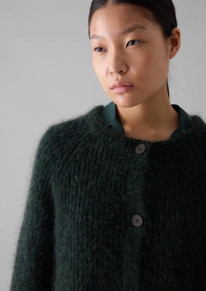 Knitwear-TOAST Ribbed Mohair Blend Cardigan DeepForest