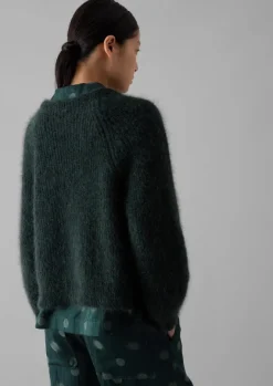 Knitwear-TOAST Ribbed Mohair Blend Cardigan DeepForest
