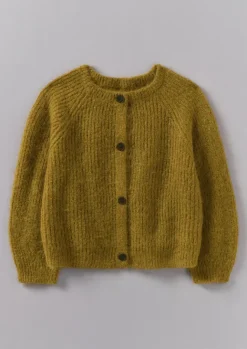 Cashmere|Knitwear-TOAST Ribbed Mohair Blend Cardigan OldGold