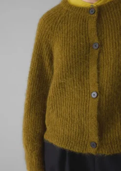 Cashmere|Knitwear-TOAST Ribbed Mohair Blend Cardigan OldGold