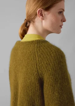Cashmere|Knitwear-TOAST Ribbed Mohair Blend Cardigan OldGold