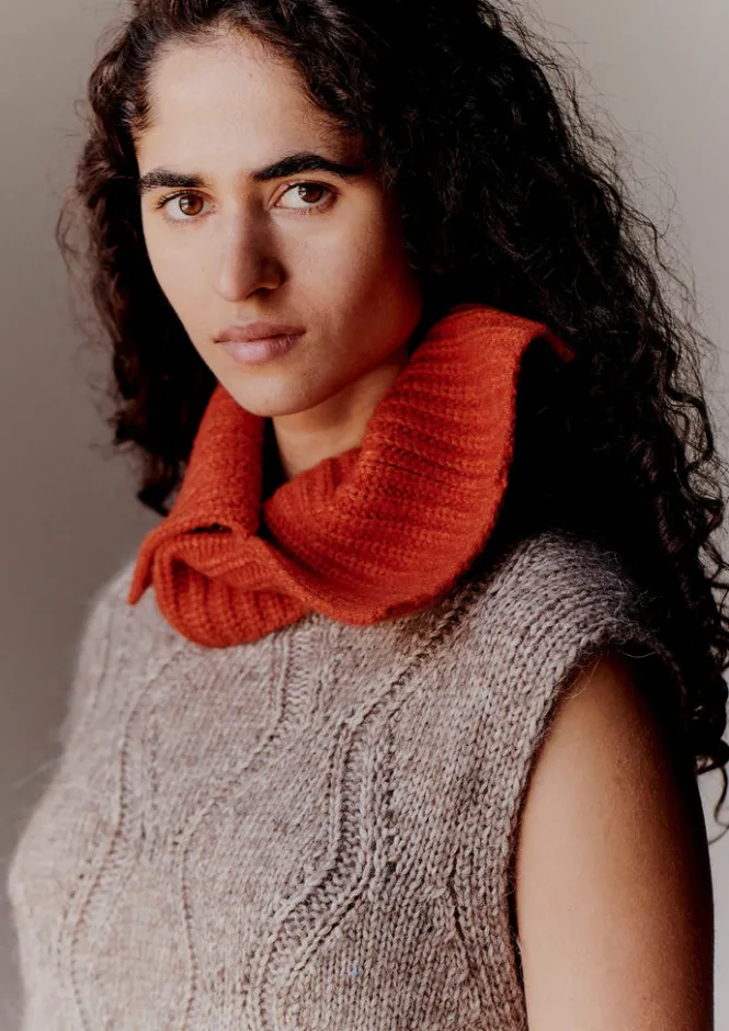 Hats, Scarves & Gloves|Cashmere-TOAST Ribbed Wool Cashmere Snood BurntEmber