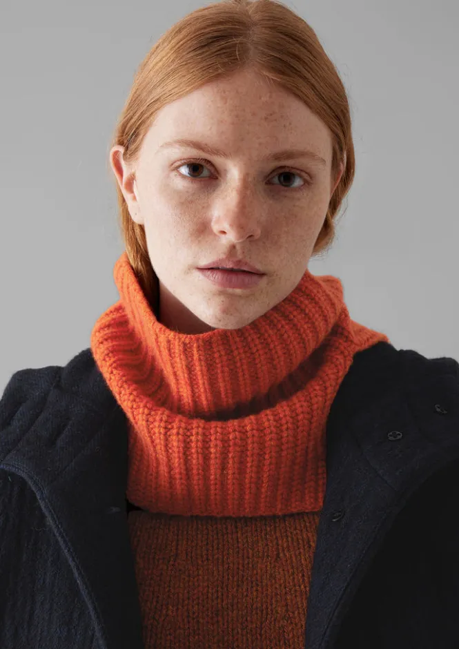 Hats, Scarves & Gloves|Cashmere-TOAST Ribbed Wool Cashmere Snood BurntEmber