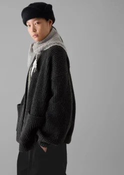Knitwear-TOAST Ribbed Wool Knitted Cardigan Charcoal