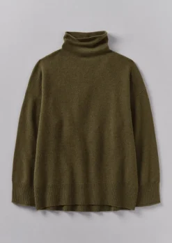 Cashmere|Loungewear-TOAST Roll Neck Wool Cashmere Sweater Olive