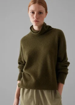 Cashmere|Loungewear-TOAST Roll Neck Wool Cashmere Sweater Olive