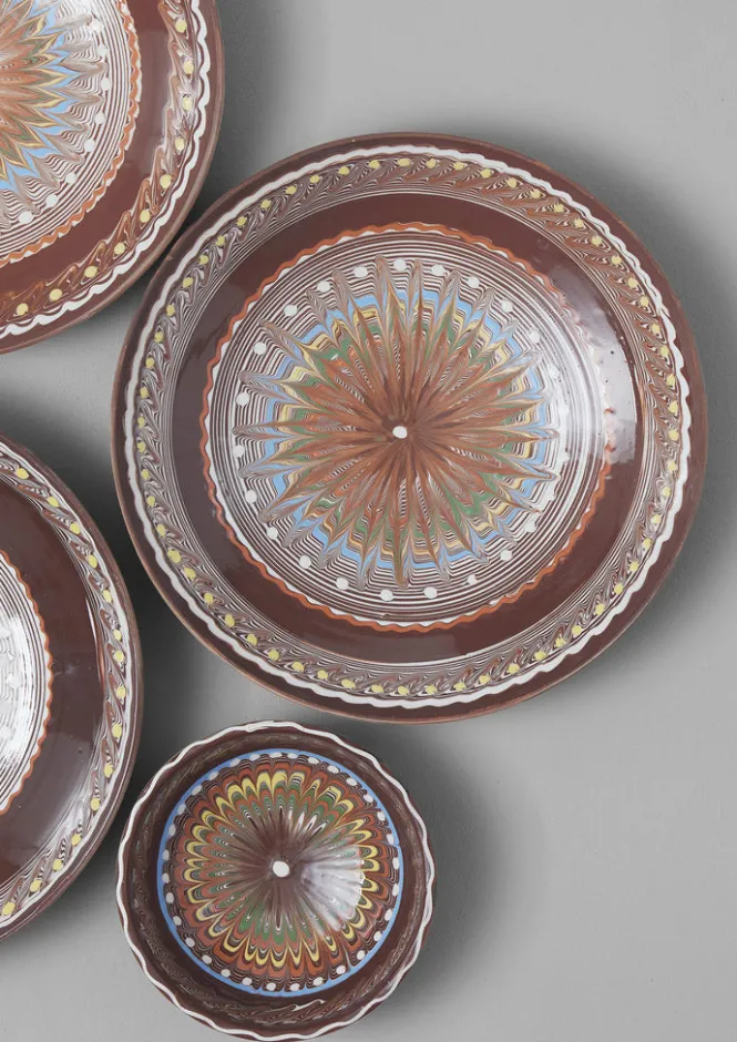 Ceramics|Tableware-TOAST Romanian Horezu Serving Plate Cocoa/Multi
