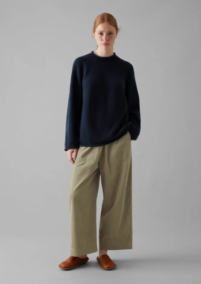 Jersey|Cashmere-TOAST Seamless Recycled Cashmere Sweater Navy