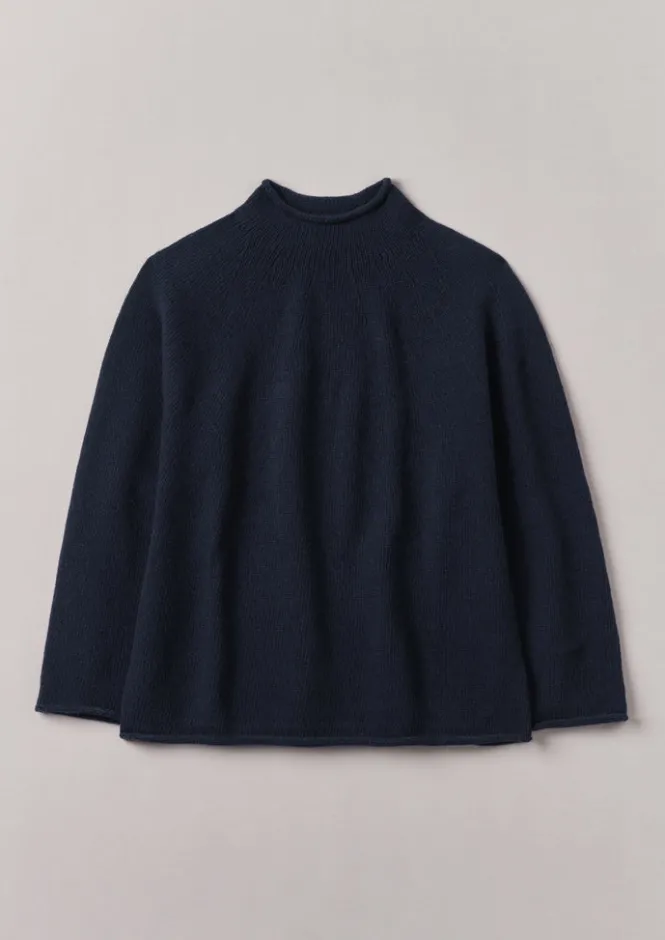 Jersey|Cashmere-TOAST Seamless Recycled Cashmere Sweater Navy
