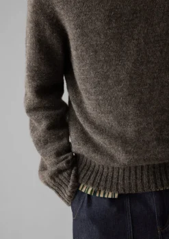 Knitwear-TOAST Seamless Shetland Wool Sweater Grey