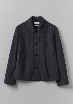 Coats & Jackets-TOAST Seersucker Check Round Collar Jacket BlackIndigo