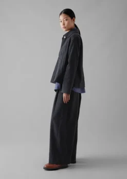 Coats & Jackets-TOAST Seersucker Check Round Collar Jacket BlackIndigo