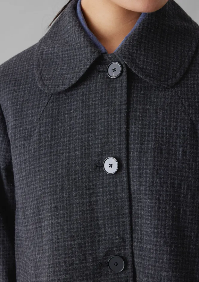 Coats & Jackets-TOAST Seersucker Check Round Collar Jacket BlackIndigo