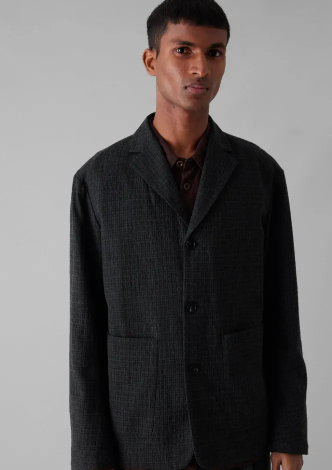 Coats & Jackets-TOAST Seersucker Wool Cotton Blazer Carbon