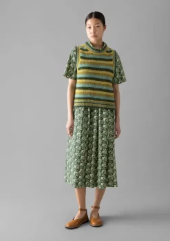 Dresses-TOAST Selma Cotton Shirt Dress Ecru/SerpentineGreen