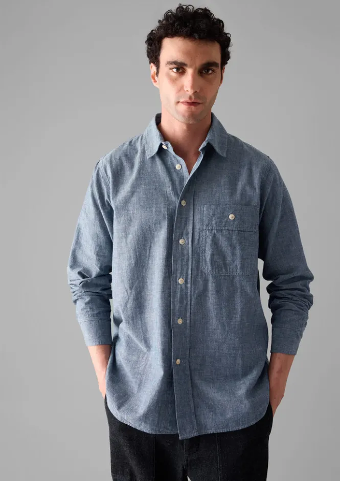 Shirts-TOAST Selvedge Cotton Chambray Shirt Indigo