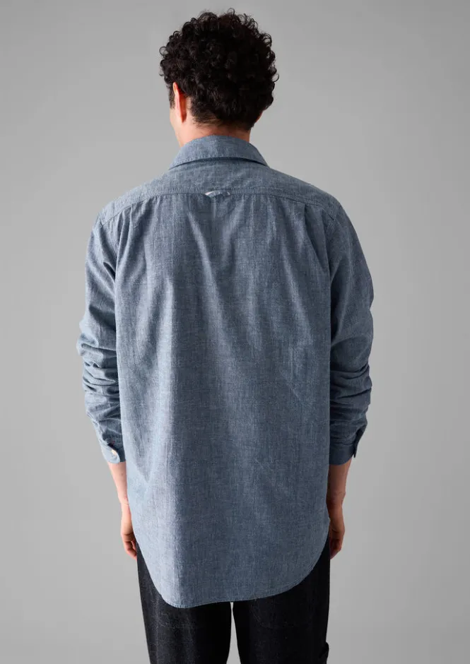 Shirts-TOAST Selvedge Cotton Chambray Shirt Indigo