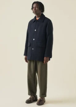 Coats & Jackets-TOAST Single Breasted Car Coat Indigo