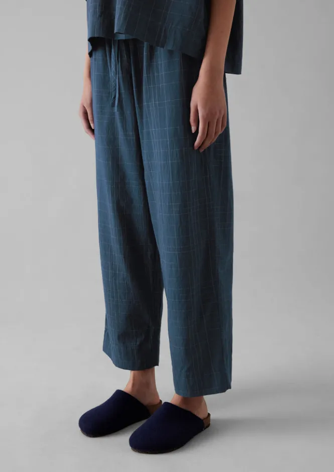 Nightwear-TOAST Sketched Check Cotton Pyjama Trousers Twilight/Ecru