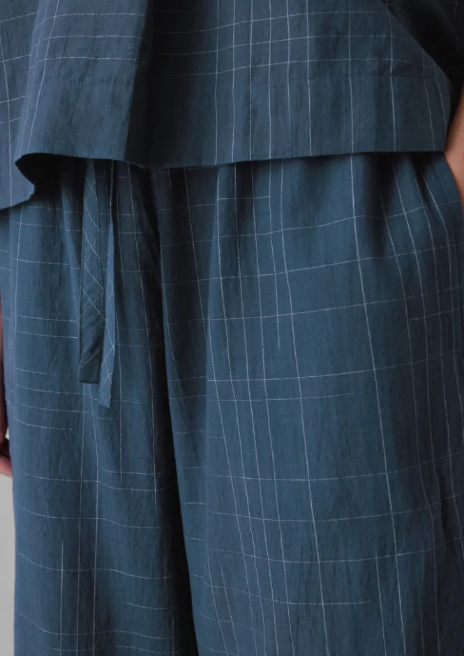 Nightwear-TOAST Sketched Check Cotton Pyjama Trousers Twilight/Ecru