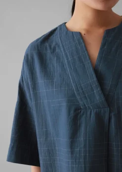 Nightwear-TOAST Sketched Check Cotton Pyjama Top Twilight/Ecru