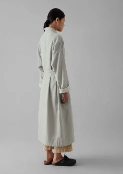 Gowns|Nightwear-TOAST Soft Double Faced Cotton Gown GreyMelange/SoftClay