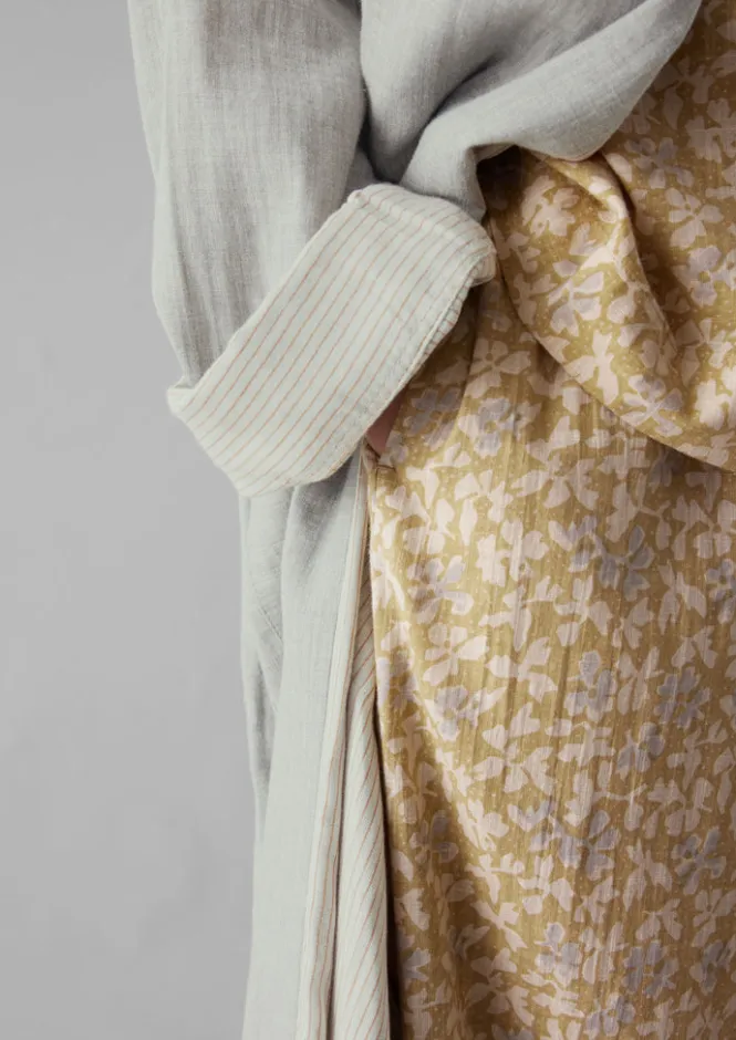 Gowns|Nightwear-TOAST Soft Double Faced Cotton Gown GreyMelange/SoftClay