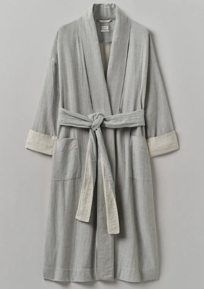 Gowns|Nightwear-TOAST Soft Double Faced Cotton Gown GreyMelange/SoftClay