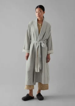Gowns|Nightwear-TOAST Soft Double Faced Cotton Gown GreyMelange/SoftClay