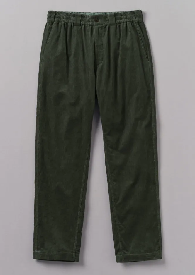 Cord|Trousers-TOAST Soft Organic Cord Drawstring Trousers DarkMineralGreen