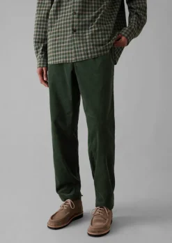 Cord|Trousers-TOAST Soft Organic Cord Drawstring Trousers DarkMineralGreen