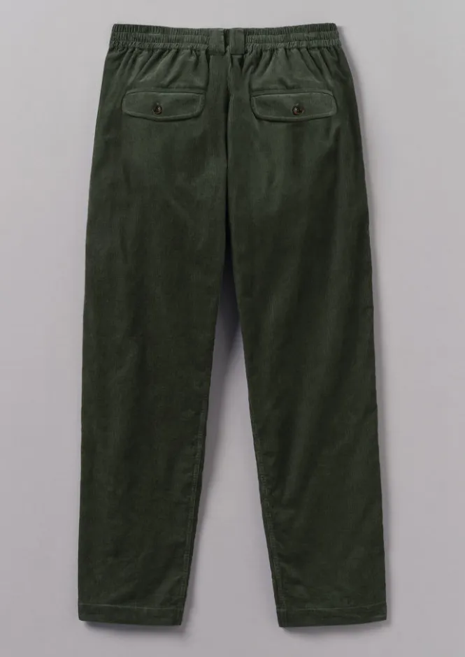 Cord|Trousers-TOAST Soft Organic Cord Drawstring Trousers DarkMineralGreen
