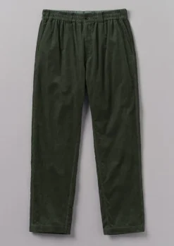 Cord|Trousers-TOAST Soft Organic Cord Drawstring Trousers DarkMineralGreen