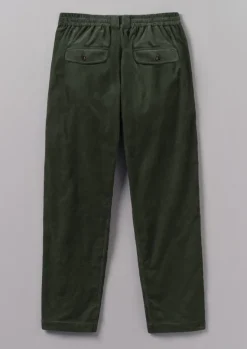 Cord|Trousers-TOAST Soft Organic Cord Drawstring Trousers DarkMineralGreen