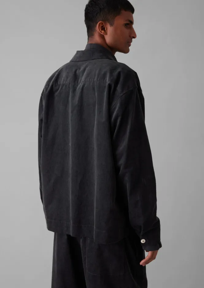 Cord|Loungewear-TOAST Soft Organic Cord Relaxed Shirt Charcoal