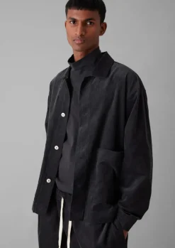 Cord|Loungewear-TOAST Soft Organic Cord Relaxed Shirt Charcoal